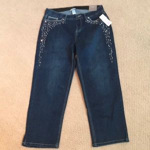 Catherine’s stretch blue jeans w/embellishments